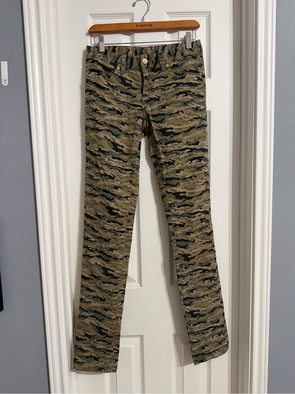 Tory Burch Skinny Camo Jeans in Olive and Black